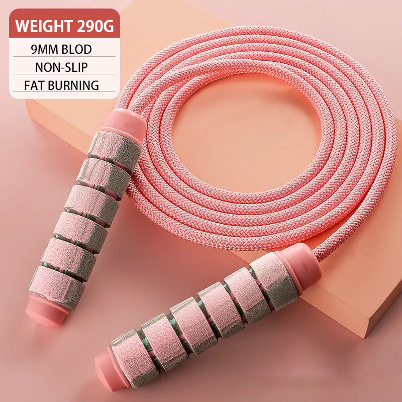 Dragende Draagbare Rope Skipping Fitness En Bodybuilding Aërobe Oefening Indoor Mute Body Vormgeven Springtouw: Cotton rope-PINK