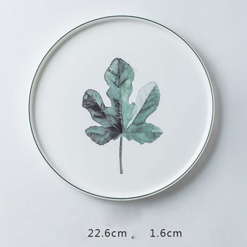 Scandinavian style underglaze Western food plate Simple floral pattern steak plate stackable dessert salad plate dish: B