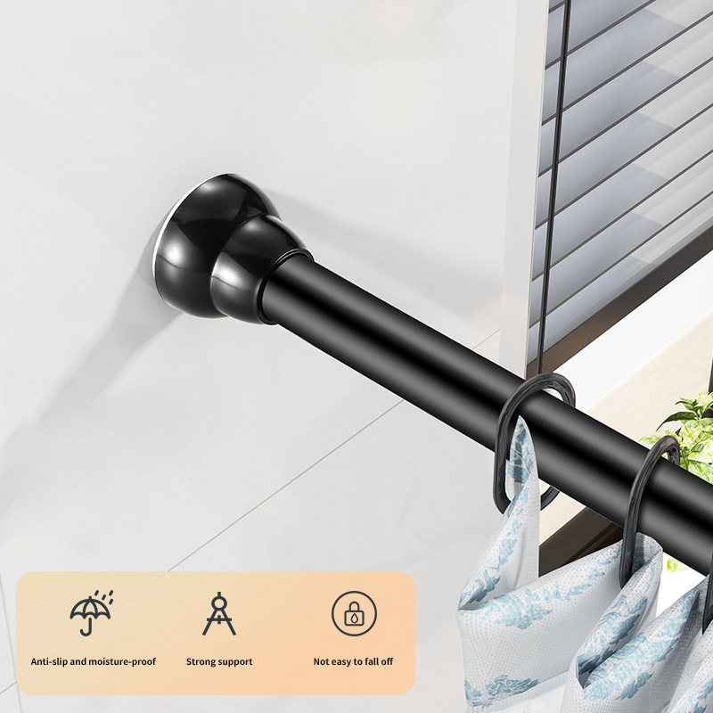 XD-Adjustable Shower Curtain Rod Stainless Steel Spring Loaded Bathroom Bar Shower Telescopic Poles Rail Hanger Rod