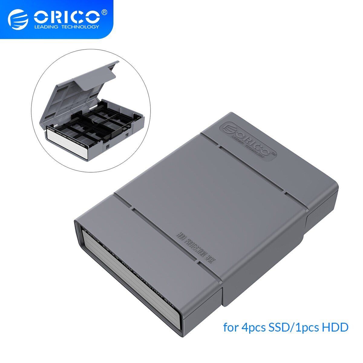 ORICO-caja de protección para disco duro M.2 de 2,5 pulgadas, caja de almacenamiento con etiqueta para SSD HDD de 2,5 &quot;y 3,5&quot; a prueba de golpes y polvo
