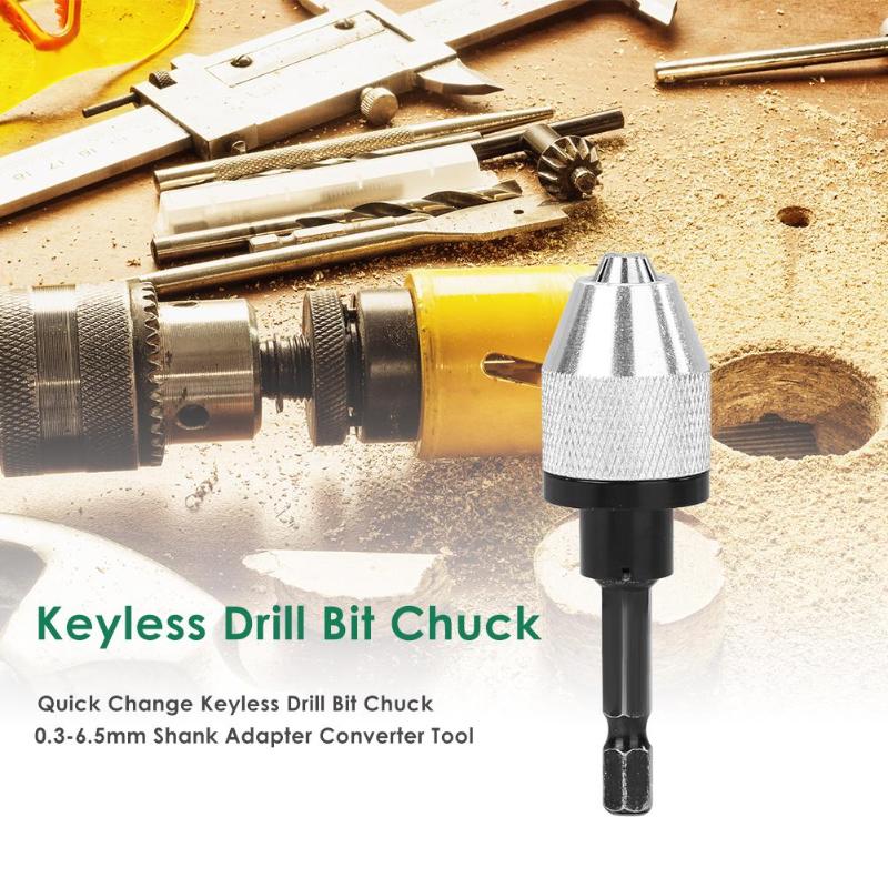 Quick Change Keyless Drill Bit Chuck 0.3-6.5mm Hex Shank Adapter Converter Tool Drill Chuck