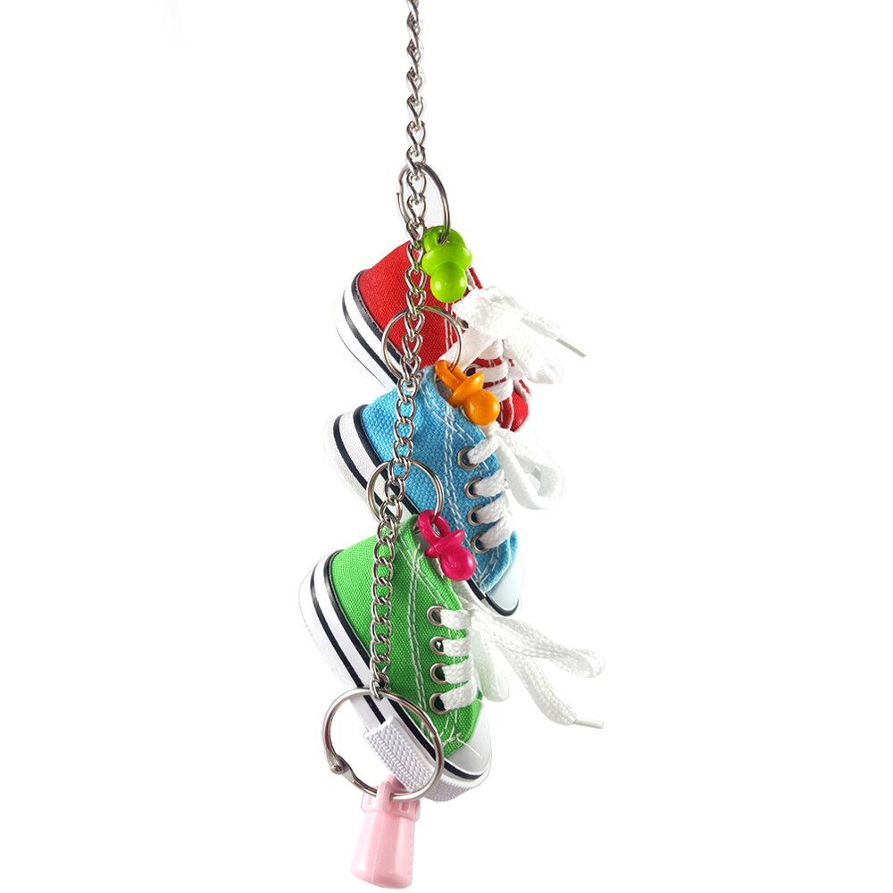 Mini zapatos de lona zapatos loro juguetes mascotas pájaro de la jaula decoración pie escalada juguete loro jaula para pájaros para mascotas zapatos loro Juguetes: C
