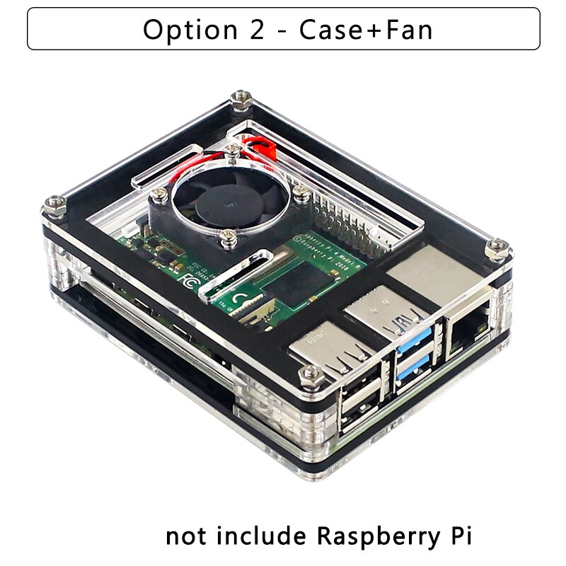 9 warstwa Malina Liczba Pi 4 akrylowa skrzynka przezroczysta powłoka wsparcie wentylator dla Malina Liczba Pi 4 Model B: Option 2