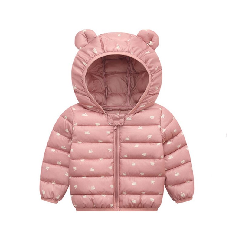 Casaco de algodão com capuz para crianças, roupa agasalho quente de desenho animado para outono e inverno para meninos e meninas de 0-4 anos: pink / 3T