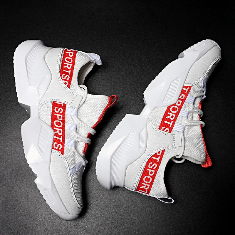 Lette åndbare sneakers mænd alle røde sorte hvide mesh sko mænd mænd fritidssko herresko