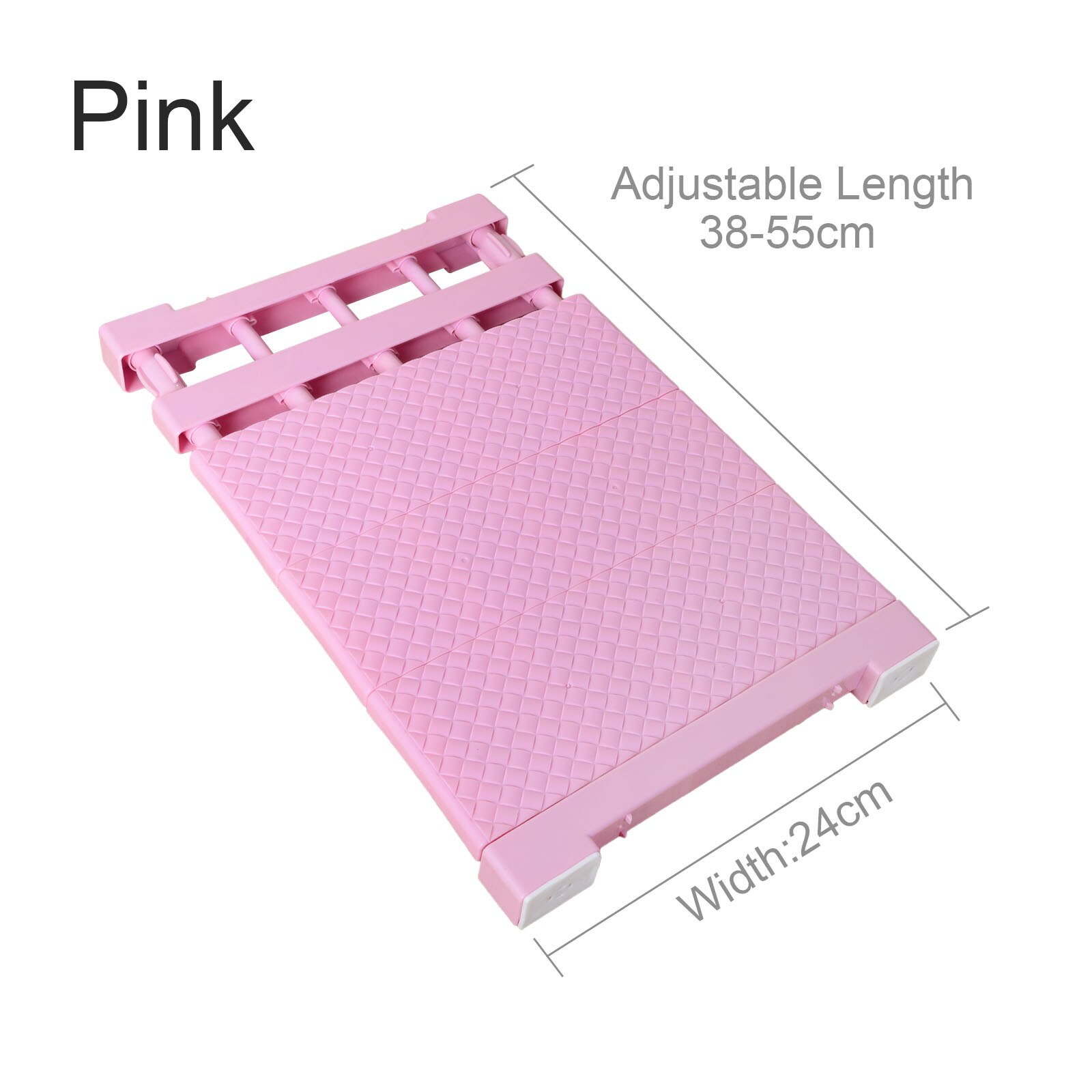 Adjustable Closet Organizer Storage Shelf Space Saving Wardrobe Wall Mounted Rack Kitchen Home Decorative Cabinet Holders: Pink L38-55cm W24c