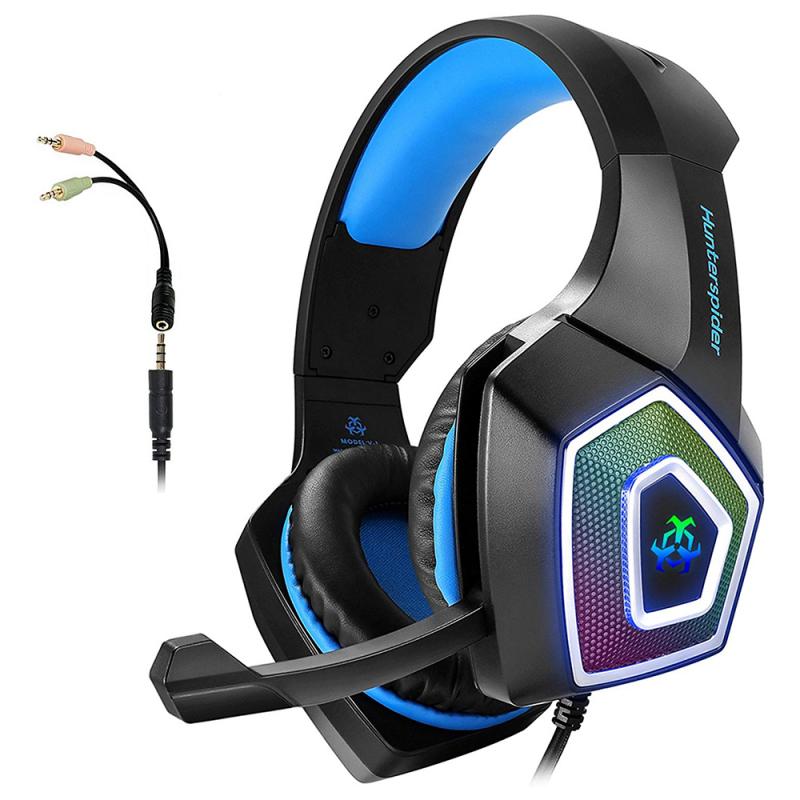 Hunterspider V1-auriculares, de doble Canal, para videojuegos, con micrófono y conector de 3,5 Mm, para dispositivos inteligentes de Audio y videojuegos, para PC y PS4