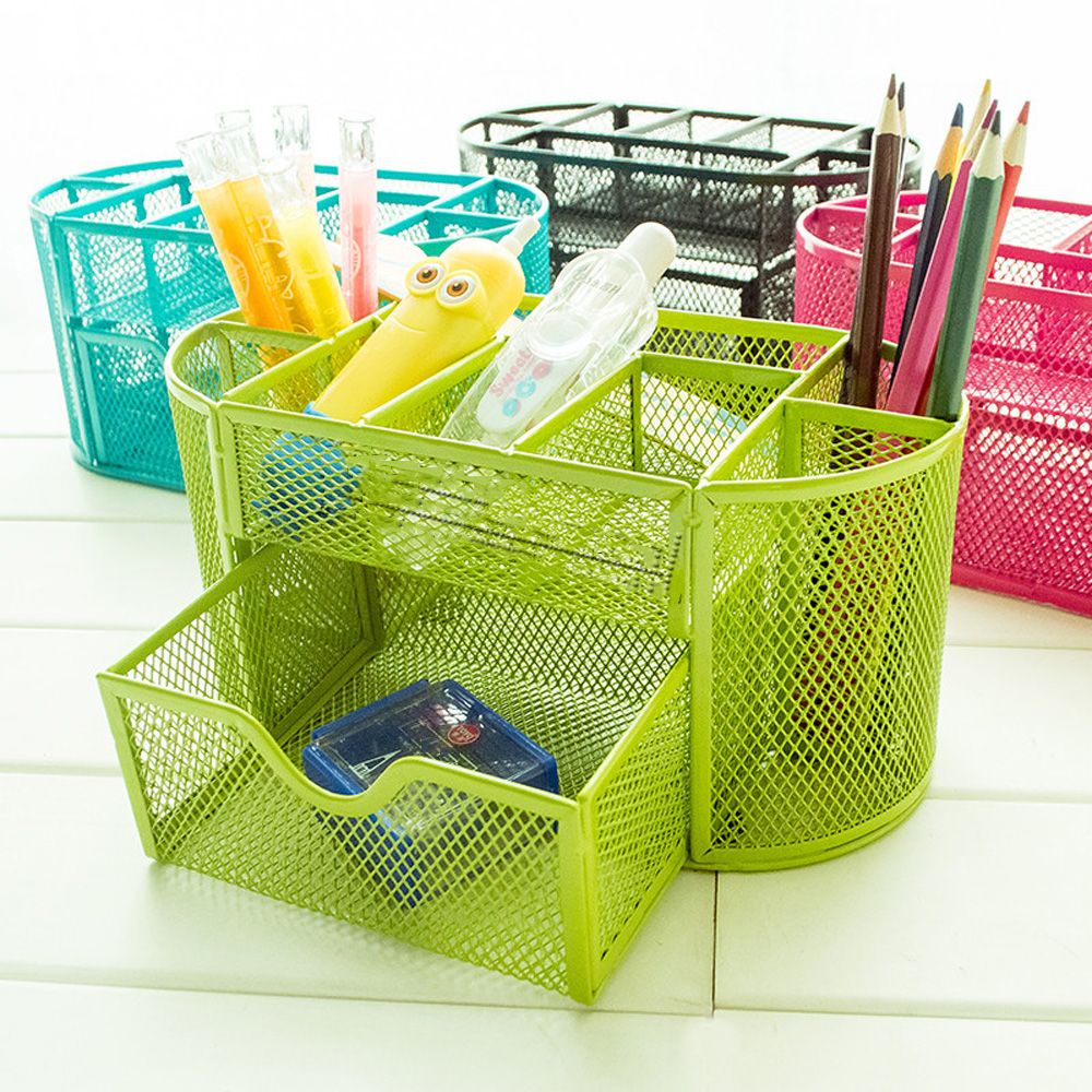 1pc skrivesaker i metall kosmetikk børste oppbevaring kontor skrivebord sett organisator blyantbeholder etui rekvisita papeleria hul