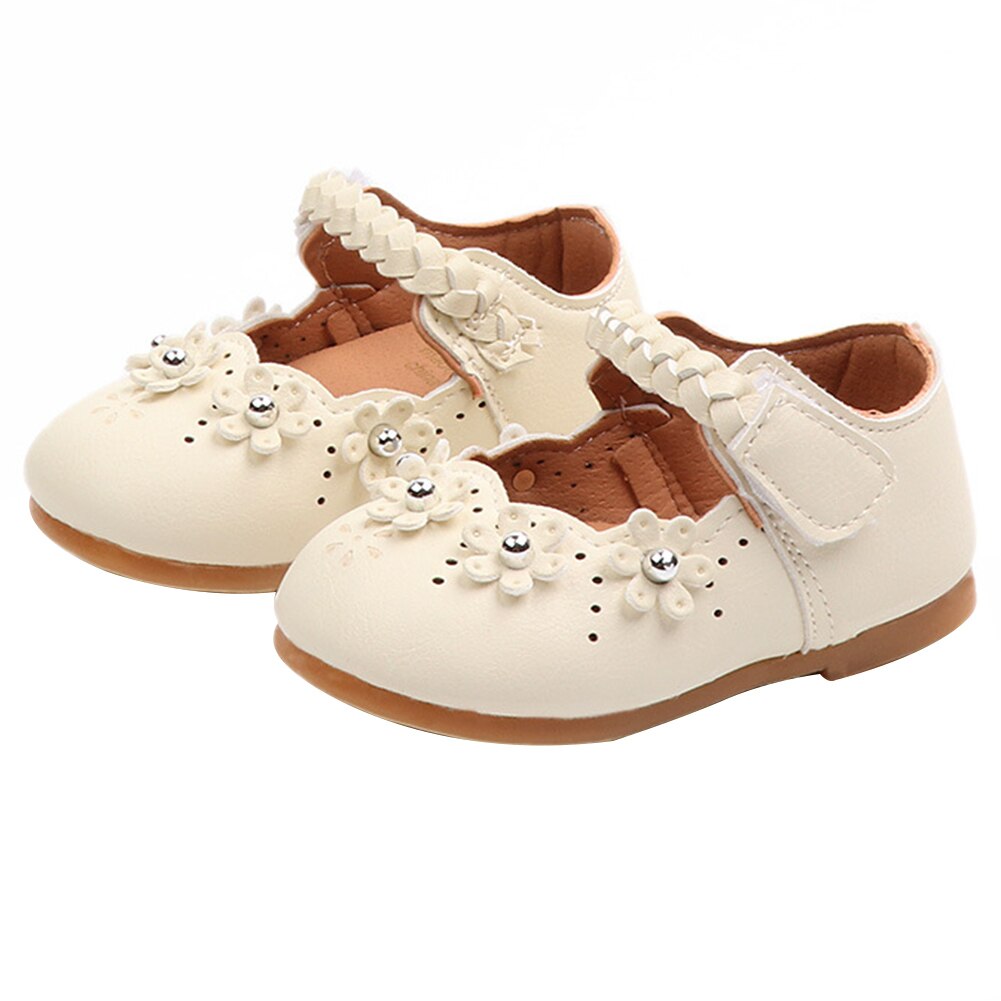 Girls Shoes Rhinestone Flower Princess Dress Shoes PU Leather Casual Toddler Kids: White / 1