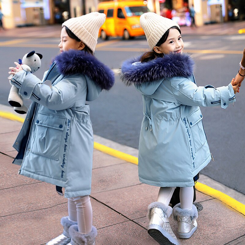 Chaqueta rusa de invierno para niñas, abrigos de invierno para niños, chaquetas de plumas, abrigo de piel con capucha, abrigo de 3 a 14 años, Parka para niñas adolescentes