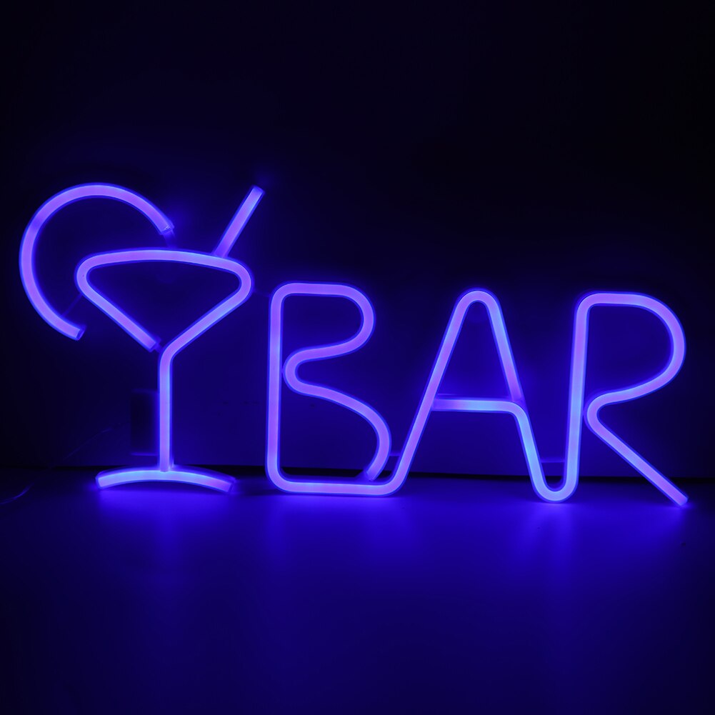 Neon lys bar bogstaver formet led neon lys butik skilte lys med fjernbetjening til fest bar hjem indretning: Blå