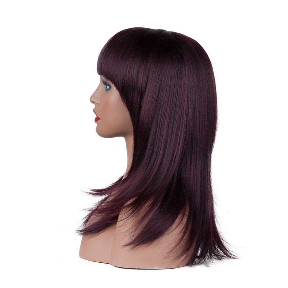 Jingfa-perruque Bob synthétique ombré noir bordeaux Rose | Perruque résistante à la chaleur pour femmes
