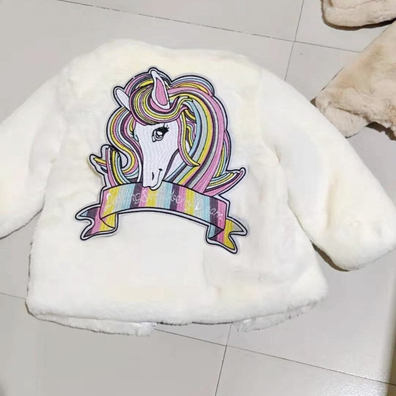 Cartoon Girls Fur Coat Baby Girl Faux Fur Jackets And Coats Thick Warm WinterParka Kids Outerwear Clothes Girls Coat