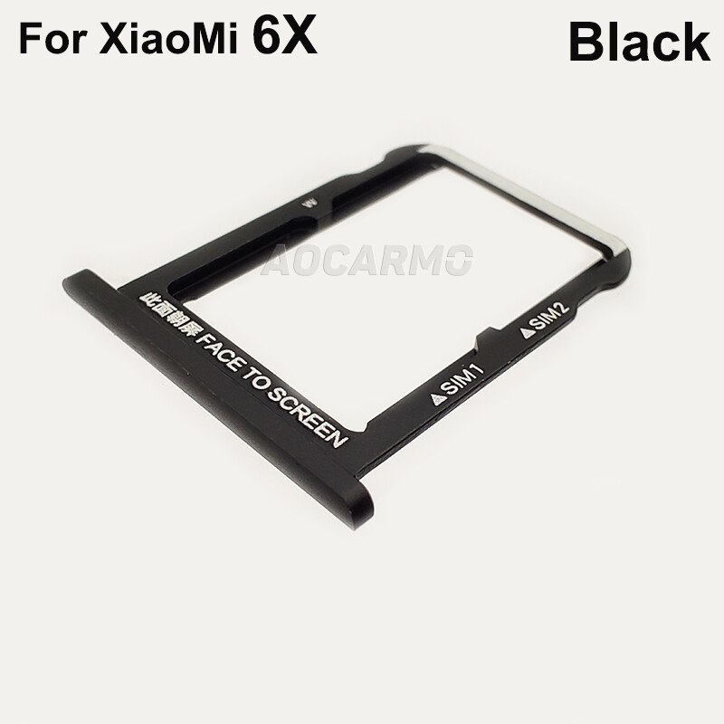 Aocarmo-bandeja de Metal para tarjeta SIM XiaoMi 6X, recambio de soporte de ranura para MicroSD