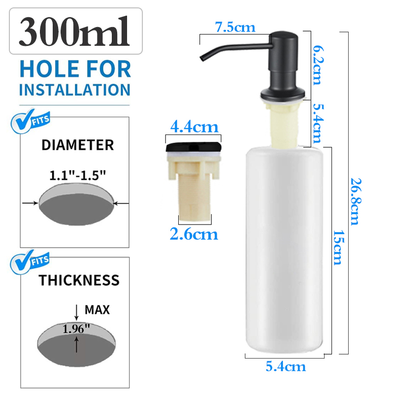 500 ml Küche Spülmittel Spülbecken Seife Pumpspender Edelstahl Eingebautes Waschmittel Geschirrspülmittel Behälter: Blau