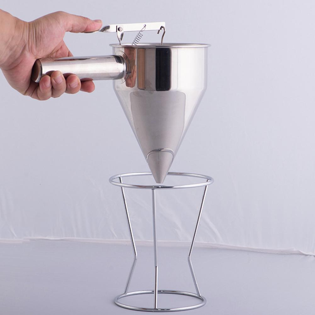 600ml/1200ml Kitchen Funnel Stainless Steel Funnel Dispenser w/Rack Cupcake Pancake.Batter Maker Octopus Fish Ball Dessert Tool