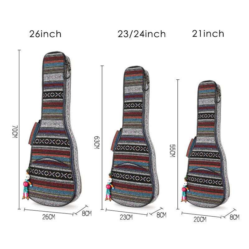 Ukulele Case Bag Rugzak Verstelbare Etnische Bohemen Stijl Ukulele Cover Gevoerde Tas