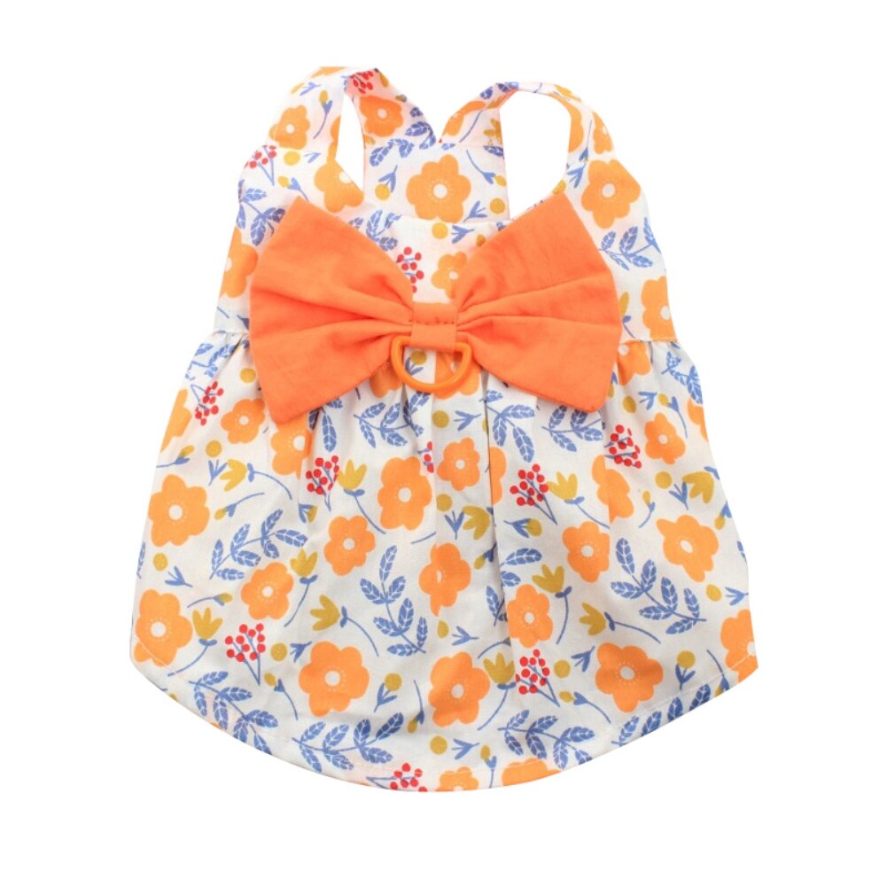 Ropa para mascotas, vestidos para perros pequeños, vestido de princesa Floral dulce, falda para gato, cachorro, Chihuahua, Pug, Yorkie, primavera y verano: Orange / L