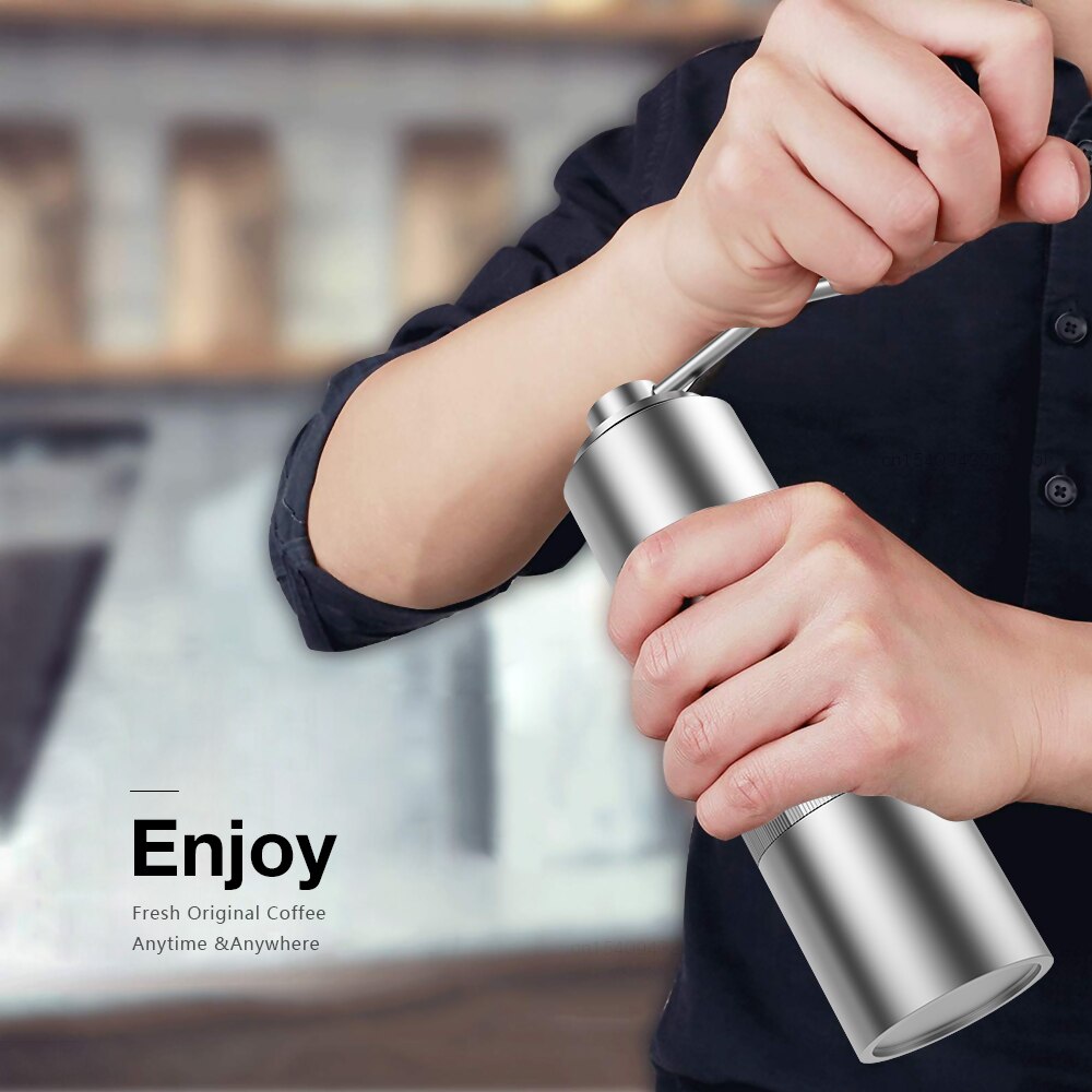 Coffee Grinder Mini Stainless Steel Burr-CNC Hand Manual Coffee Grinder Bean Machine Burr Grinders Mill Kitchen Coffee Machine