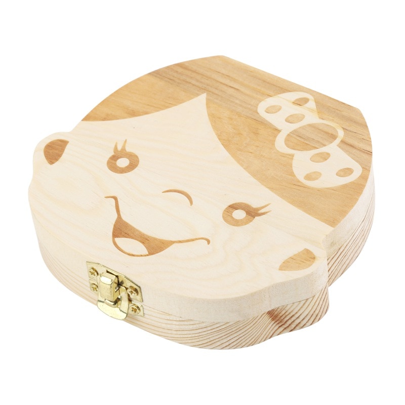 Kids Baby Tooth Keepsake Box, Wooden First Tooth Deciduous Teeth Saver Boxes Container For Child Kids