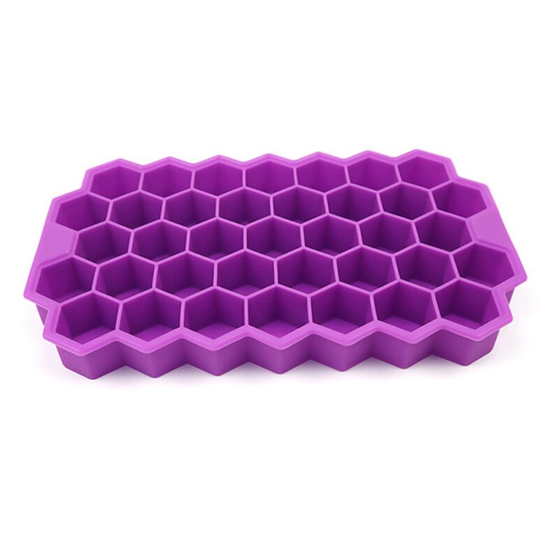 37 cubos moldes silicona cubo de hielo de nido de abeja molde para hacer cubitos de hielo para helado frío bebida cóctel de whisky Popsicle moldes: Púrpura