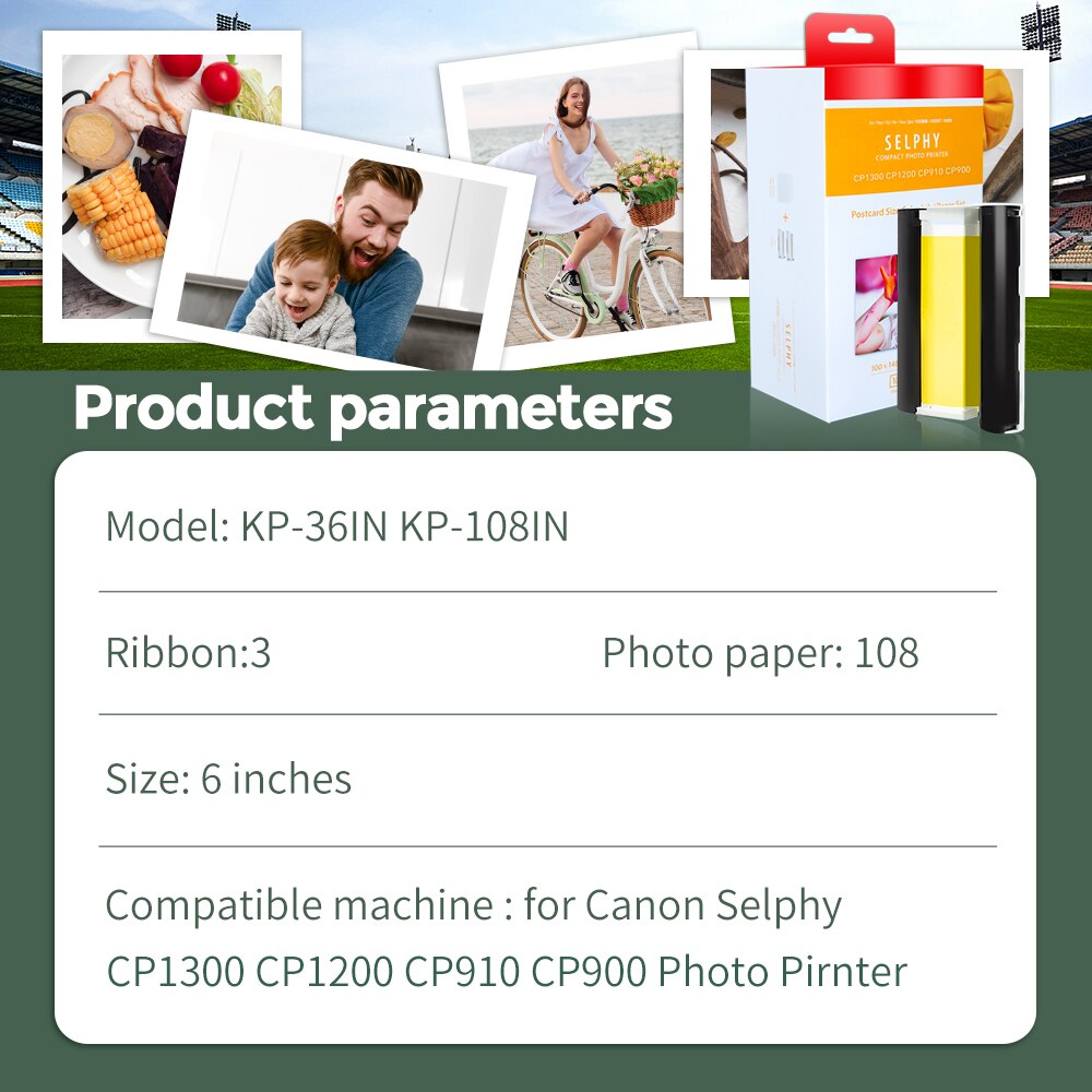 Papel de tinta de Color para impresora Canon Selphy, KP-36IN de 6 pulgadas, CP1200, CP1300, CP910, CP900, KP-108IN, 3 uds.
