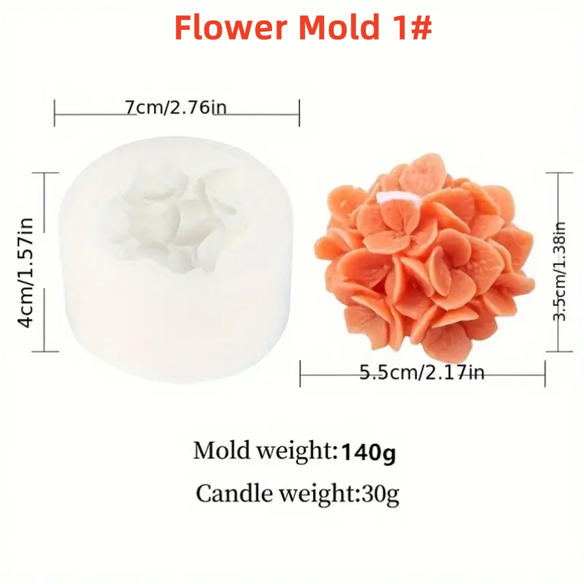 Siliconen hortensia bloemvorm voor decoratieve bloemstukken - plantenzeep en kaarsen maken boeket kleivormen: Light Grey