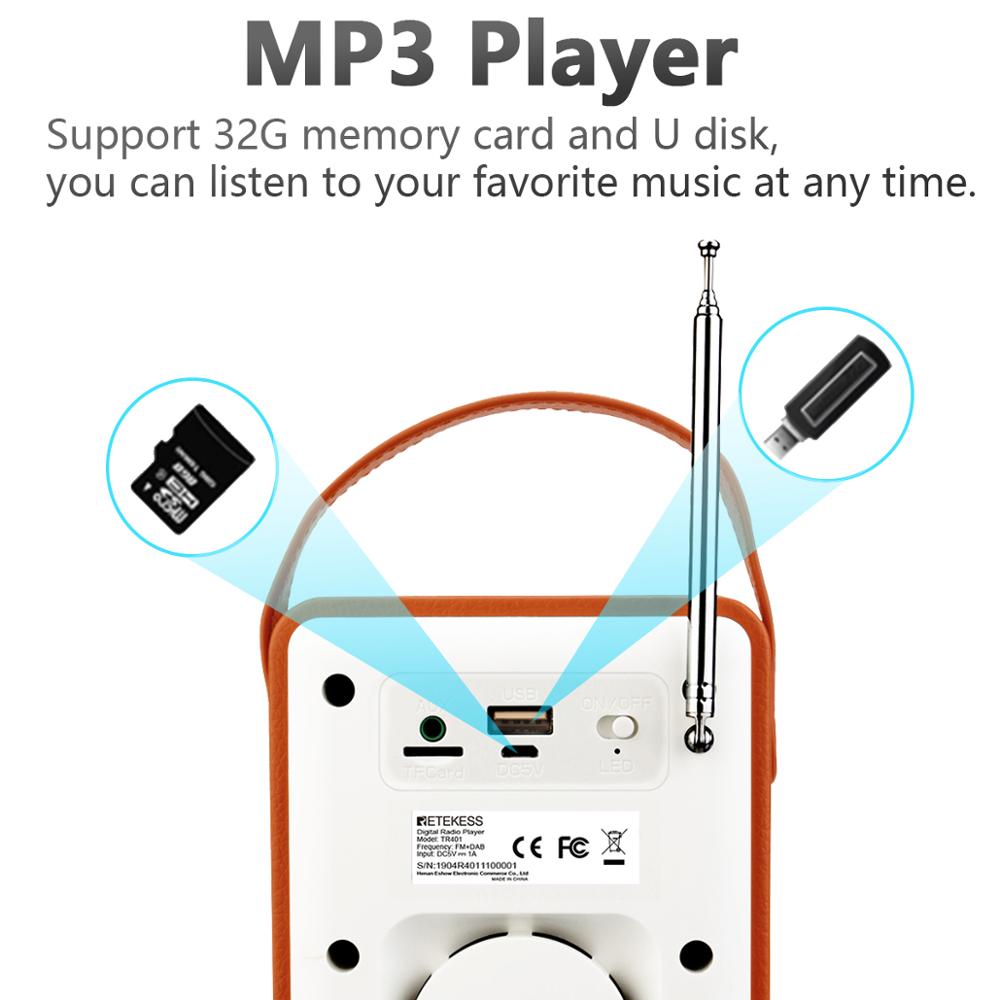 Retekess TR401 portátil/DAB + FM RDS Radio Digital DAB receptor con Subwoofer Dab Radio receptor de Radio FM