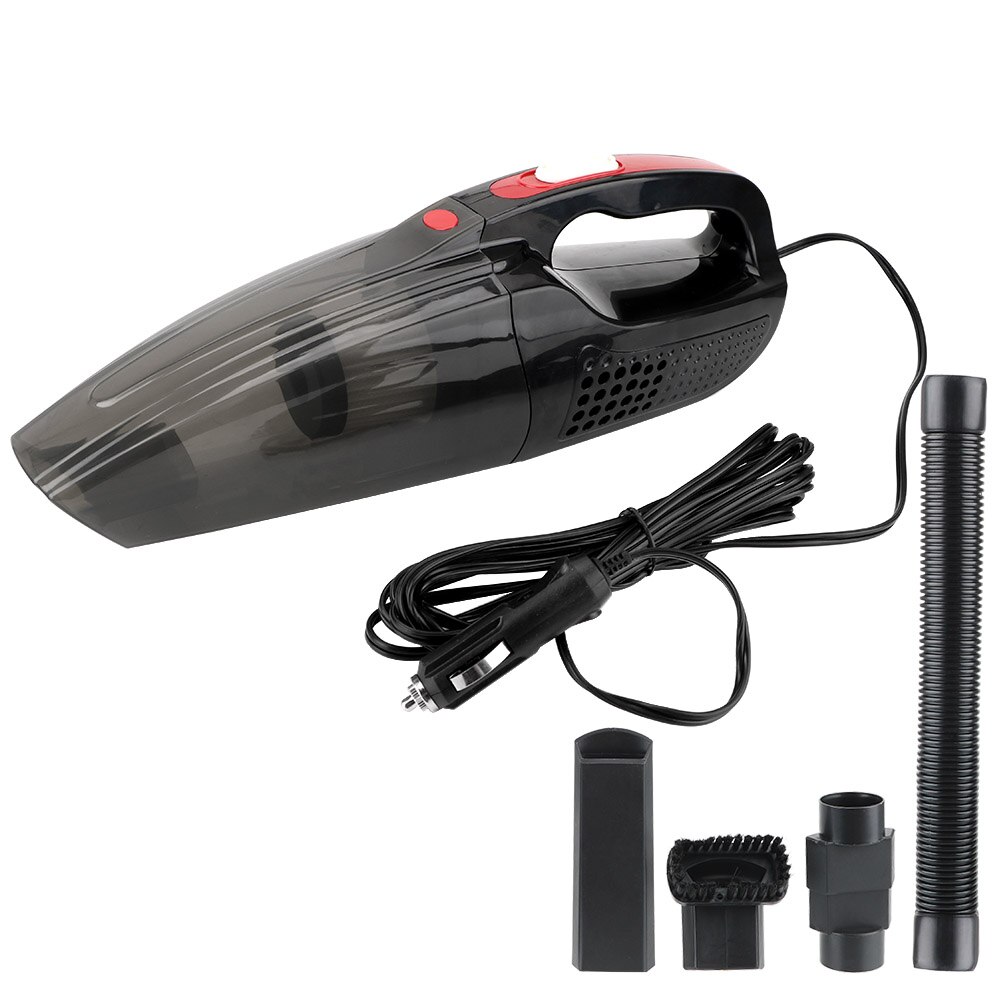 Aspiradora de mano para coche, herramientas de limpieza en seco y húmedo, accesorios universales portátiles útiles para el hogar, 80/120W DC 12V: Negro