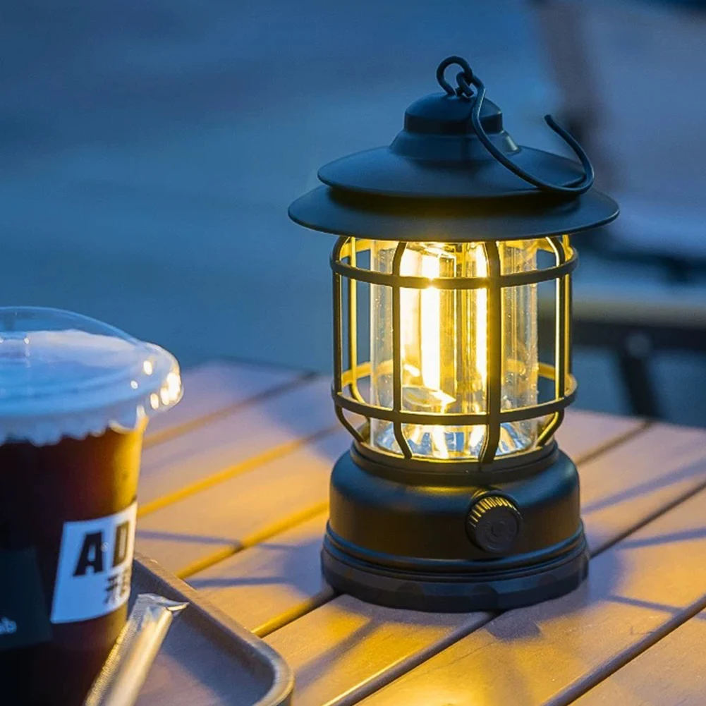 Retro Lamp Draagbare Camping Lantaarn USB Opladen Camping Tent Reislicht Vintage Buitenverlichting Kampeeruitrusting Zaklamp