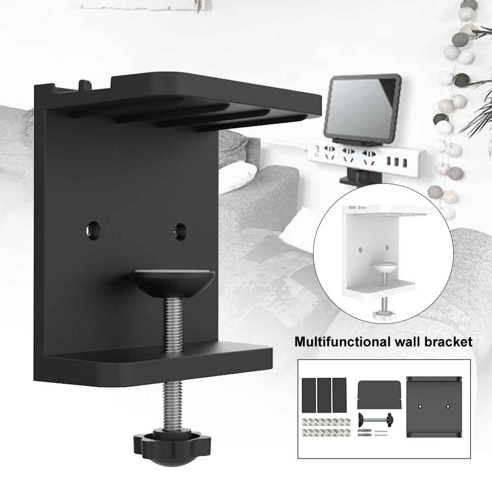 Opbevaringsholder tablet telefon selvklæbende strømskinne stue justerbar køkken vægmonteret stikkontakt fast kontor: Sort