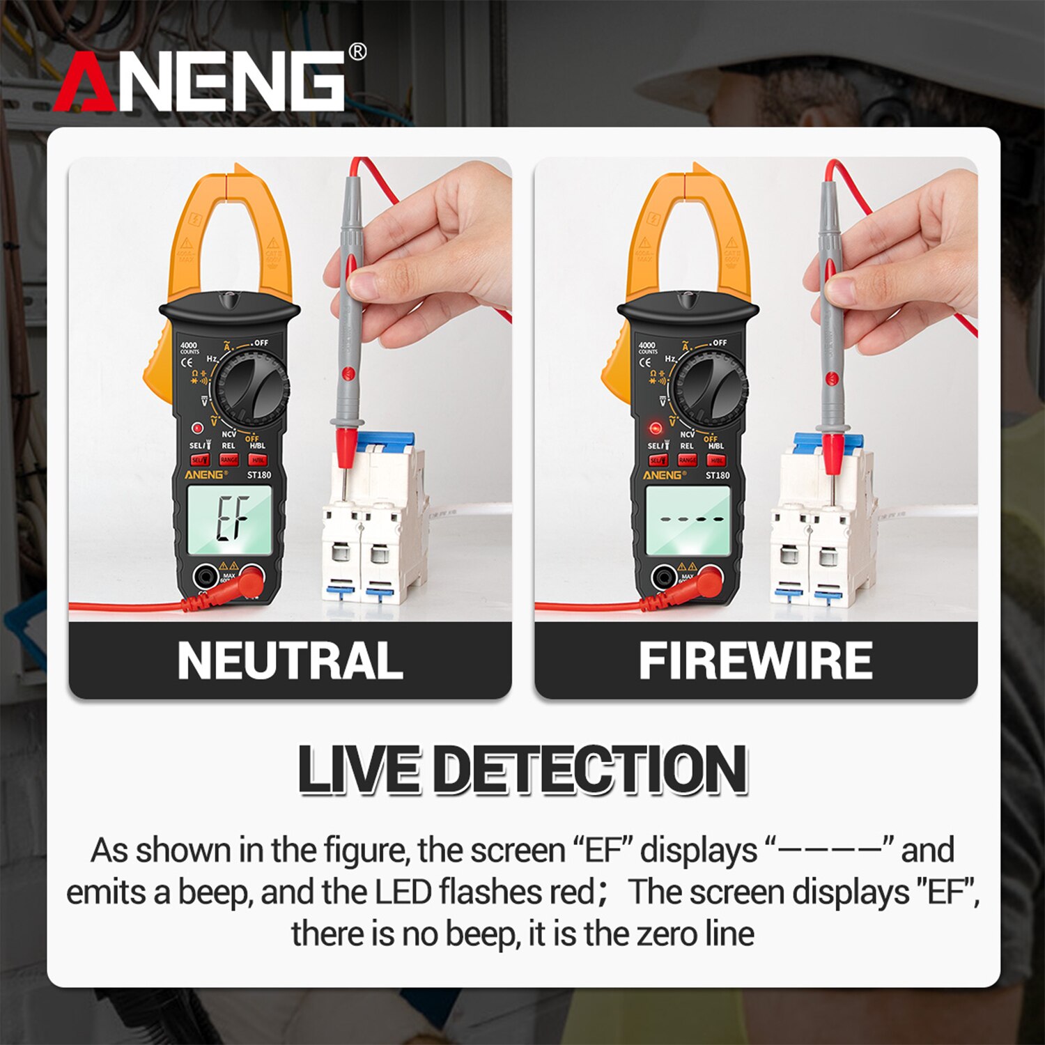 ST180 Digital Clamp Meter Multimeter 4000 Counts Clamp Multimeter Voltmeter Ammeter AC DC Voltage Current Meter Universal Meter
