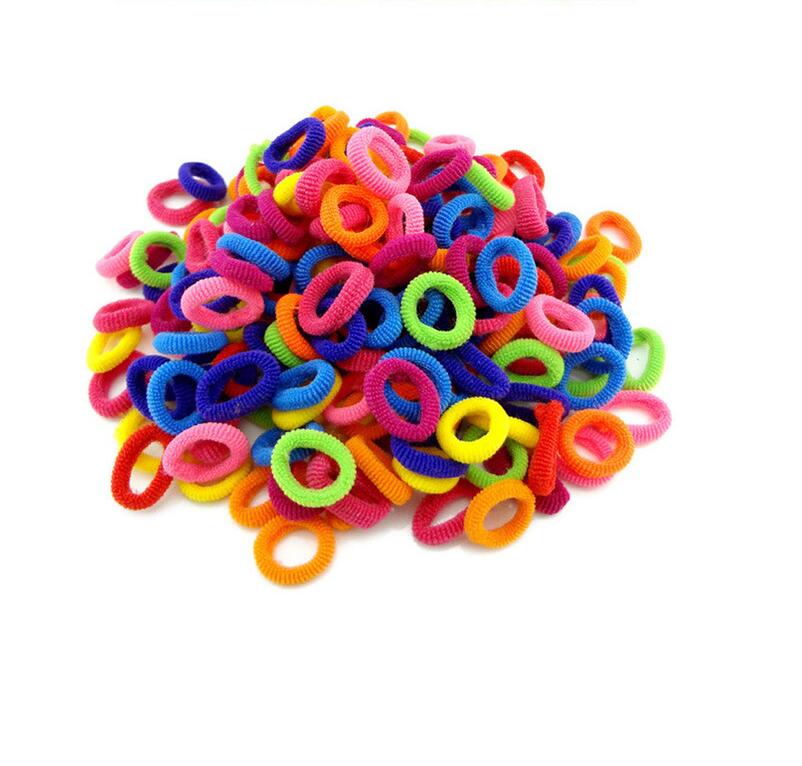 100 unids/lote, banda de goma para el pelo de niñas, negro, blanco, pequeñas bandas para el cabello coloridas para niños, accesorios para el cabello elásticos