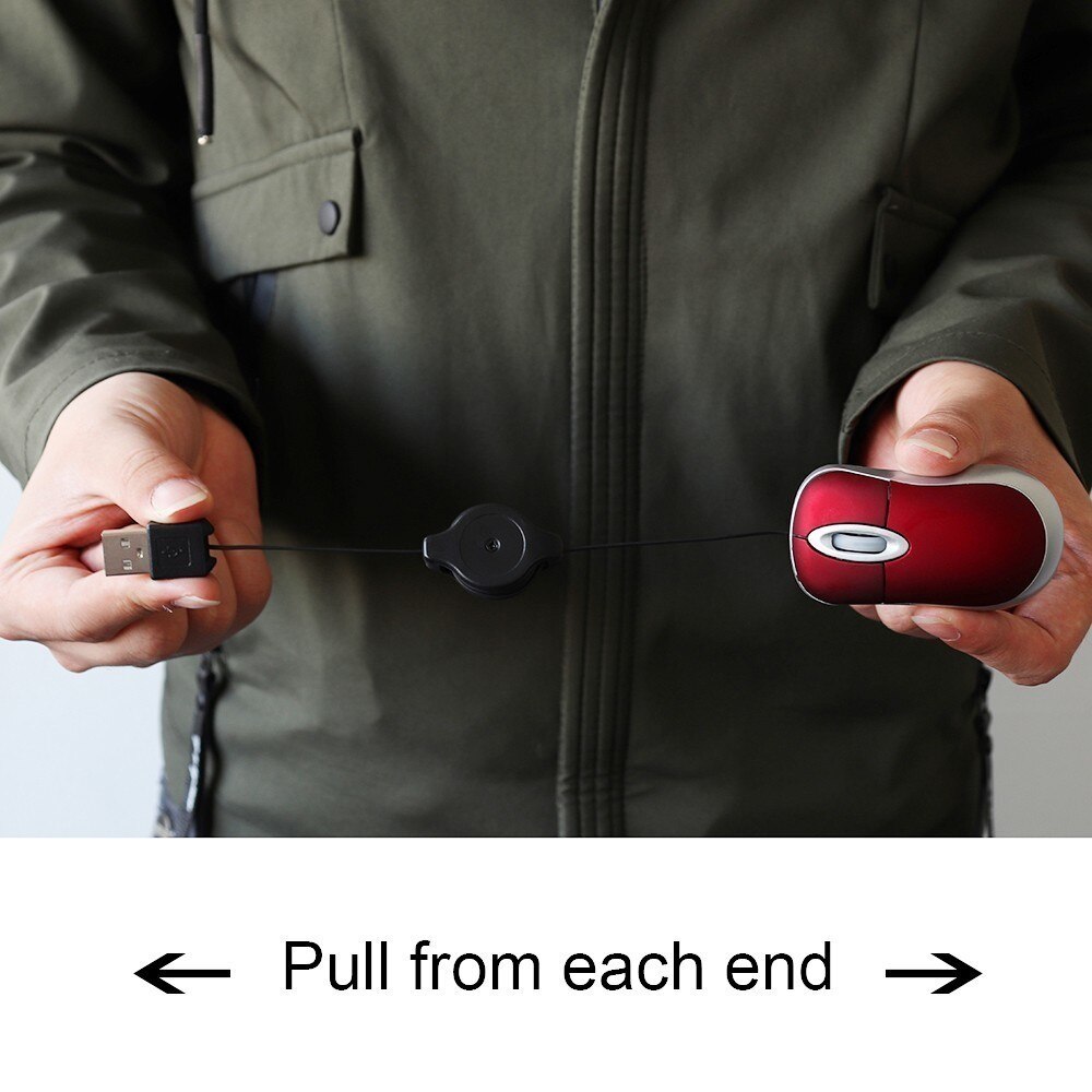Mini Computer Mouse Retractable UB Cable Optical Ergonomic Small Wired Mause Portable 3D Office Mice For Kid Small Hand PC Mac
