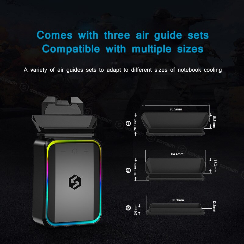 Enfriador para ordenador portátil, Ventilador de refrigeración para portátil de extracción externa de aire USB, Control inteligente, velocidad de temperatura ajustable para 15,6"