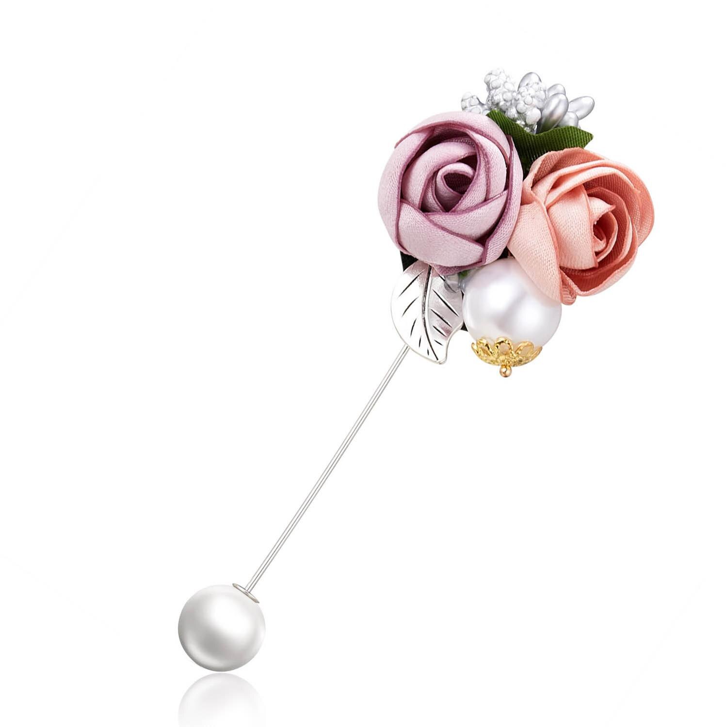 Rinhoo Elegante Frauen Rose Blume Perle Broschen Tuch Kostüm Bunte Blume Stifte Hochzeit Geburtstag Party Dame modisch Broschen: A1