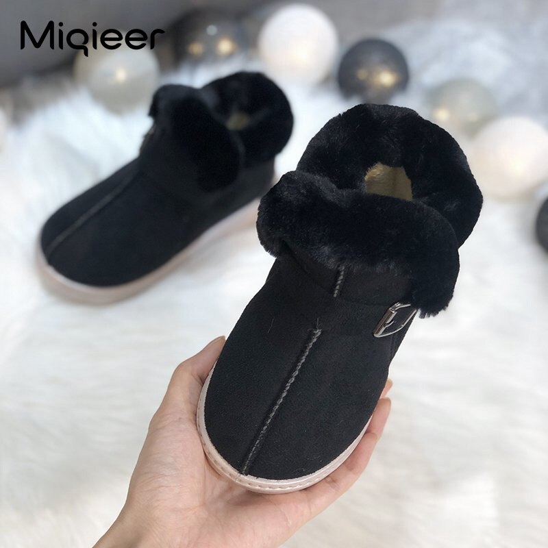 Infant Girls Winter Snow Boots For 1-3 Years Warm Plush Outdoor Flat Walking Shoes Non Slip Princess Little Baby Ankle Boots