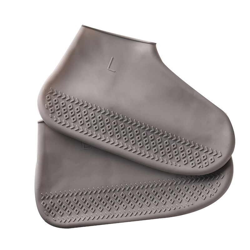 Couvre-chaussures en Silicone imperméable, antidérapant, épais, pour Camping en plein air, pour hommes, femmes et enfants, couvre-bottes, équipement de pluie: Gris couleur / L       2Pcs
