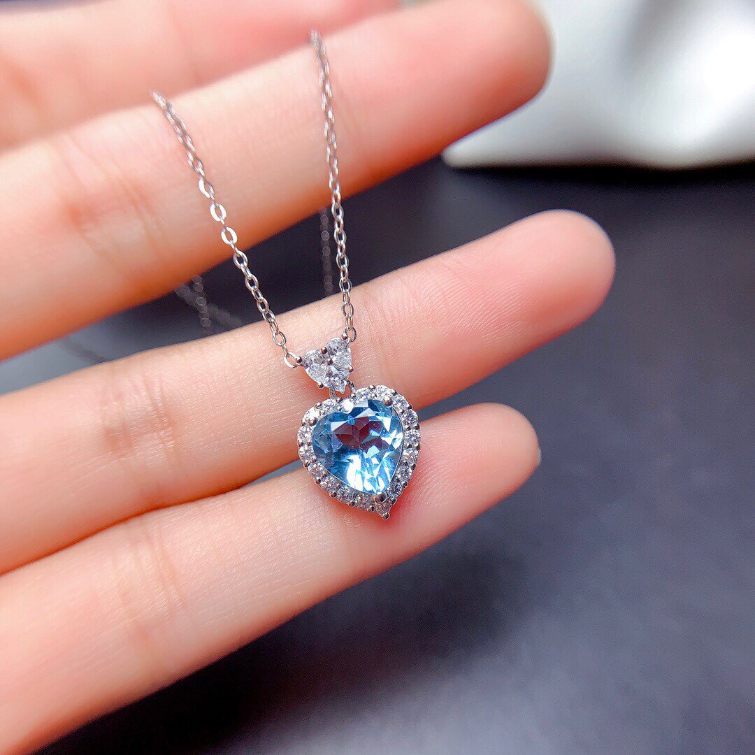 Qtt Stunning Heart Blue Zirconia Sieraden Set Zilver Kleur Ketting Ring Oorbellen Sets Delicate Bruiloft Sieraden Set