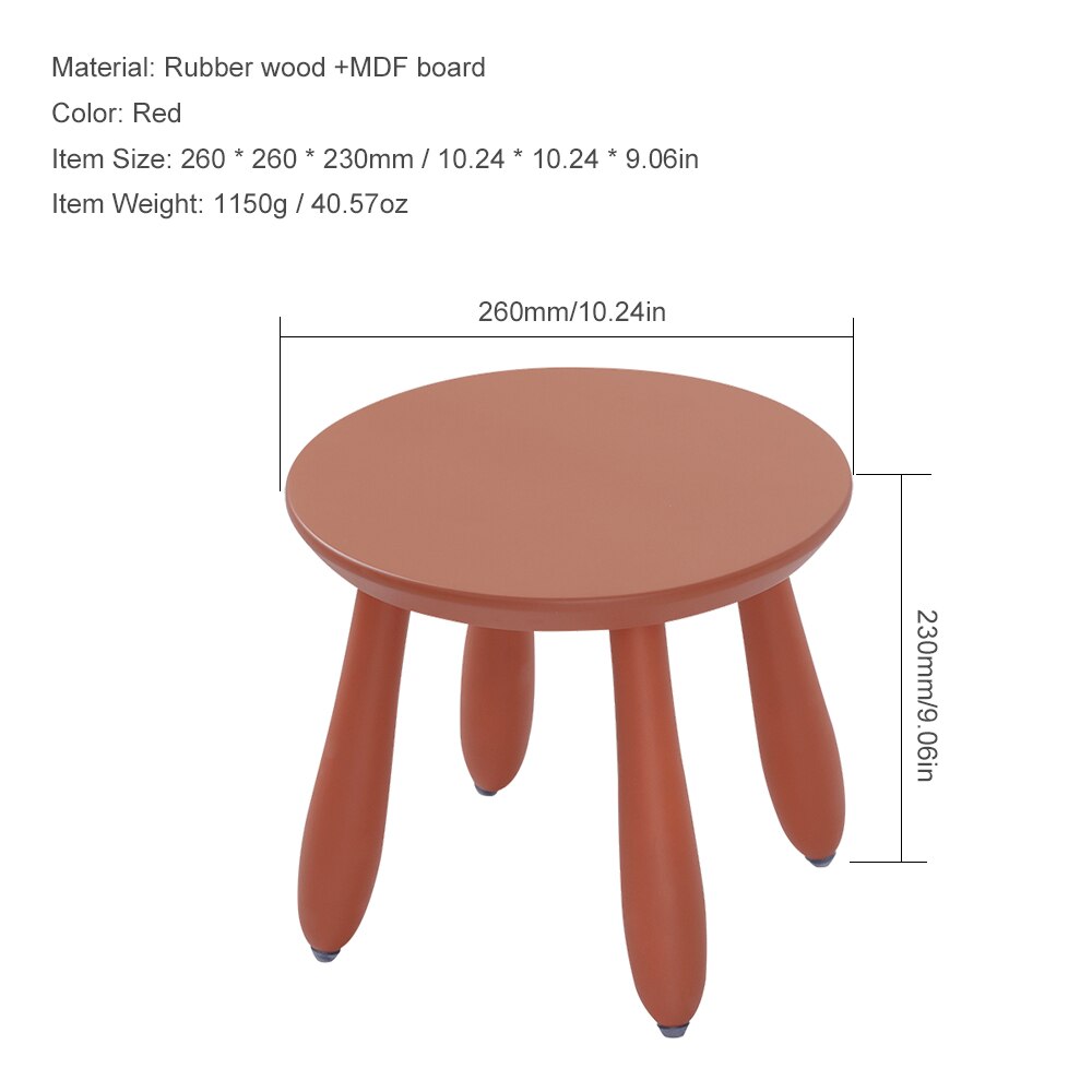 Nordisk träpall baby barn stegsits fyrkantig rund pall halkfri hem barn fotpall 260 * 260 * 230mm fotstöd bänk: Röd