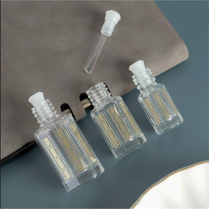 Compte-gouttes d'huile de massage HI en verre de dorure, nouilles um, d'extraction d'essence, brillant à lèvres, tout-sur, , 3 ml, 6 ml, 12ml