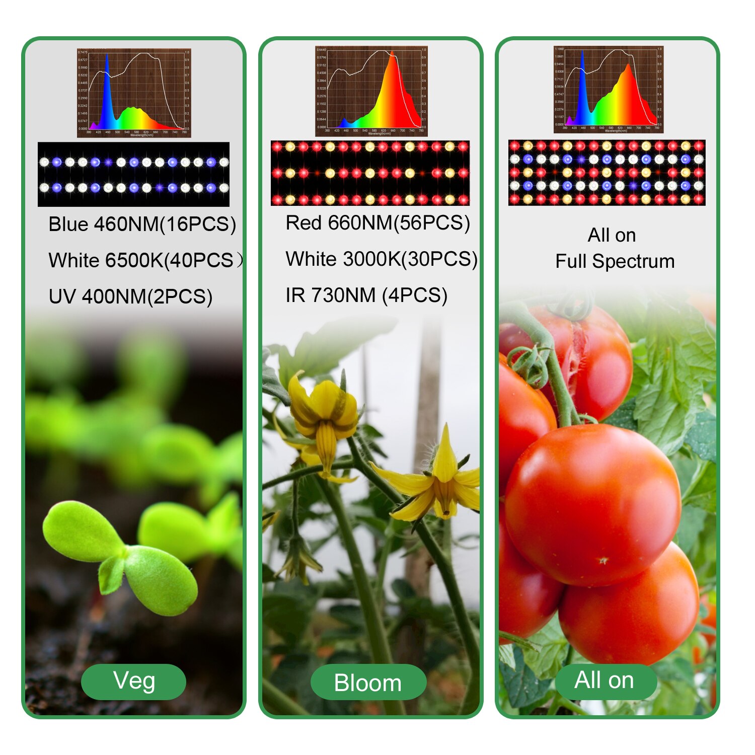 JCBritw LED Grow Light with Stand Full Spectrum White Red Blue Desk Table Growing Lamp Dimmable with Timer 100W