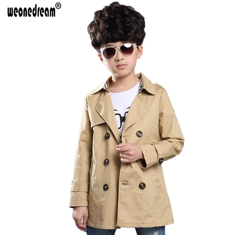 Garçon Trench Coat avec ceinture à manches longues vêtements d'extérieur enfants coupe-vent enfants Trench Coat noir et kaki vêtements d'extérieur 4-16Y