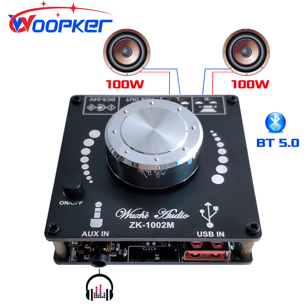 Bluetooth 5.0 TPA3116D2 cyfrowy płyta wzmacniacza Audio zasilania wzmacniacz Stereo kino domowe AUX 502H 1002M 502M 100 wx2 50 wx2