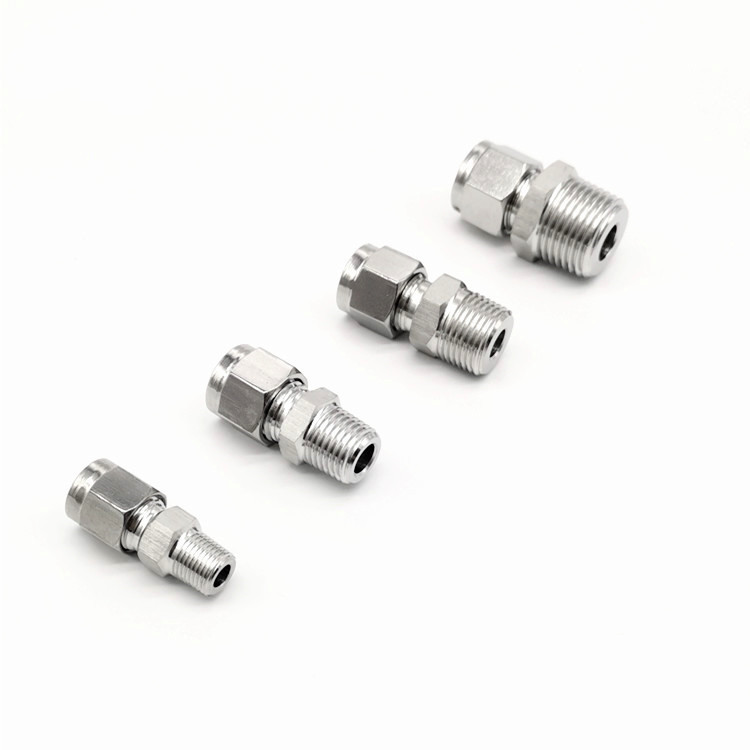 Dubbele Beentje Compressie Fitting Mannelijke Connector SS304 6mm 8mm 10mm 12mm Tube OD x 1/8" 1/4 "3/8" 1/2 "NPT