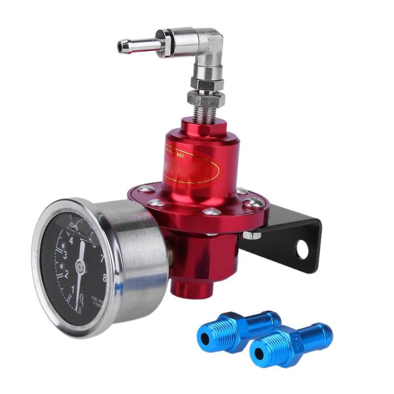Auto Car Metal Adjustable Car Fuel Pressure Regulator with Oil Gauge Increase Fuel Injection Save Costs Automobile Accessories