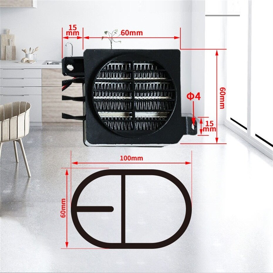 DC 12V 100W riscaldatore ambiente risparmio energetico PTC riscaldatore ventilatore aria auto temperatura costante riscaldatori riscaldamento prezzo di fabbrica sicuro casa fai da te