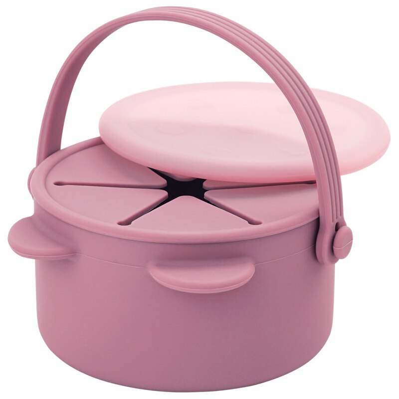 Draagbare Kawaii Cartoon Bear Shape Baby Siliconen Snack Cup Voeden Effen Voedsel Opbergdoos Container Met Deksel Baby Sutff: 006 Poweder rose