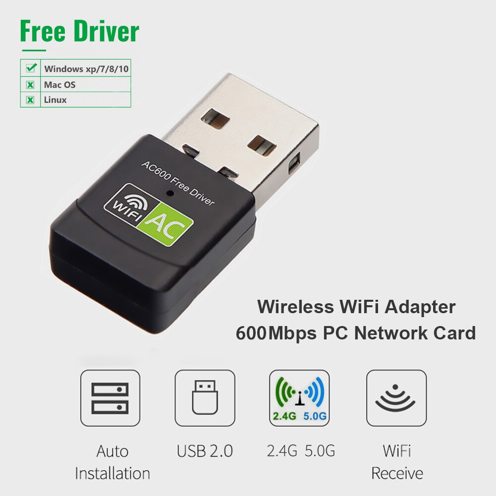 Nowy Adapter USB Wifi 300 mb/s 2.4G 5G bezprzewodowa karta sieciowa 802.11n WIFI bezpłatny sterownik odbiornik Wifi Dongle na PC Laptop 150 mb/s: 600M