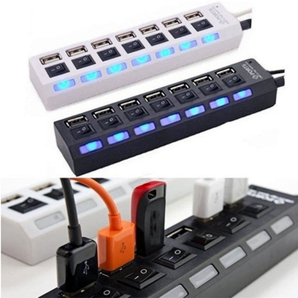USB HUB 2.0 HUB USB Splitter Multi USB 2.0 HUB USB3 7 Port Expander Independent Switch Multiple Hub Computer PC Accessories